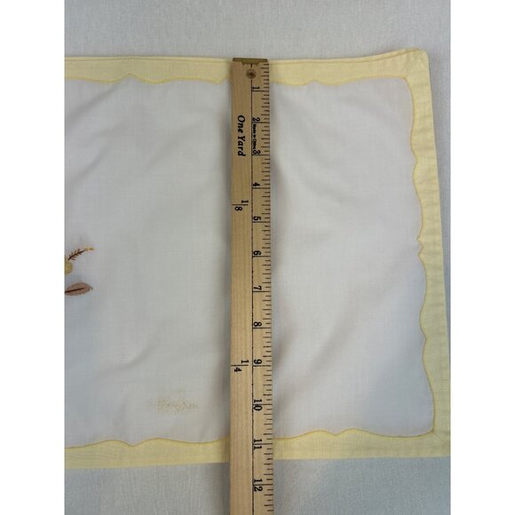 Vintage Hand-Embroidered Floral Linen Placemats Set Of 4 Yellow Brown Orange - Picture 10 of 11